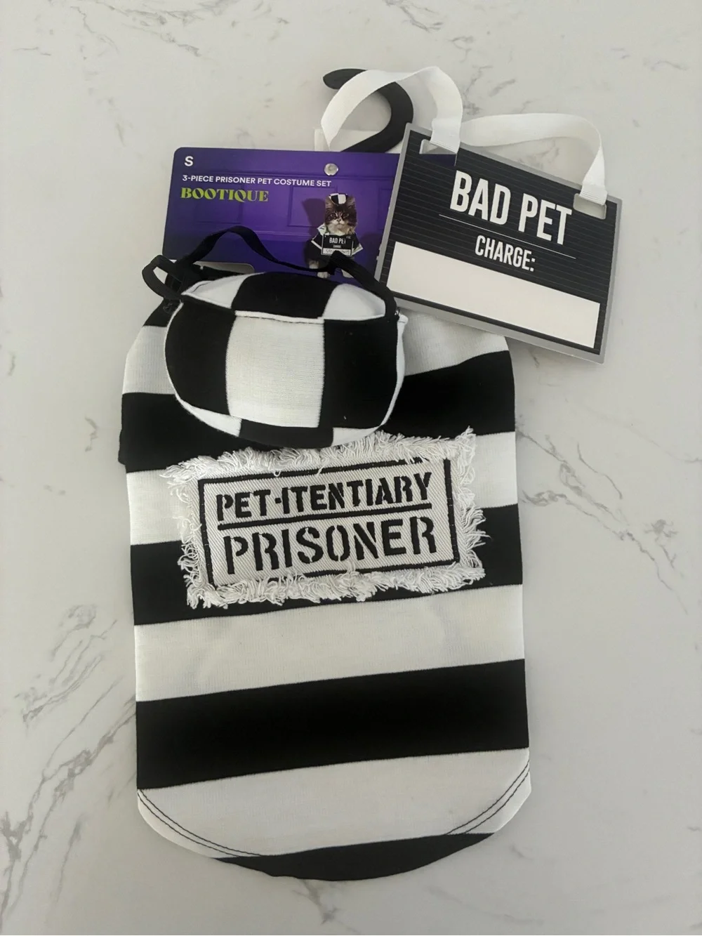 Bootique Petco Prisoner Pet Halloween Costume 3-Piece Set Size Small New